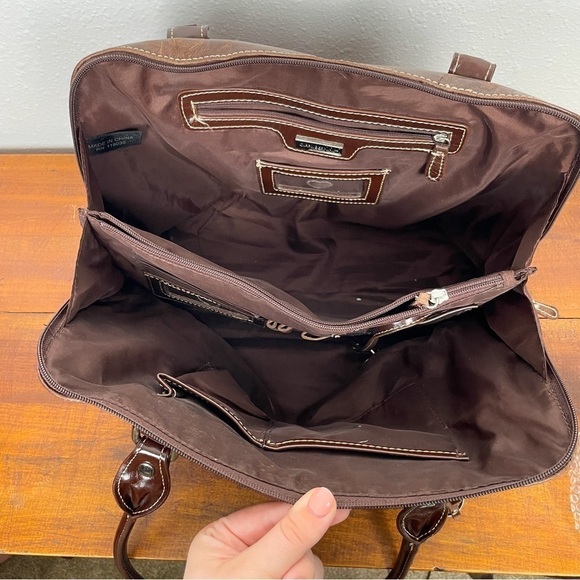 Giana Bernini large leather tote/satchel purse dark brown color | luxury, vintag - Picture 16 of 16